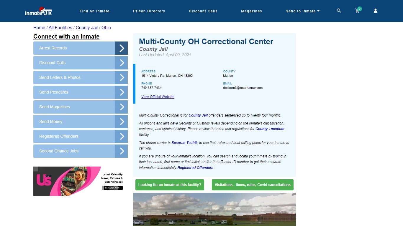 Multi-County OH Correctional Center - Inmate Locator - Marion, OH