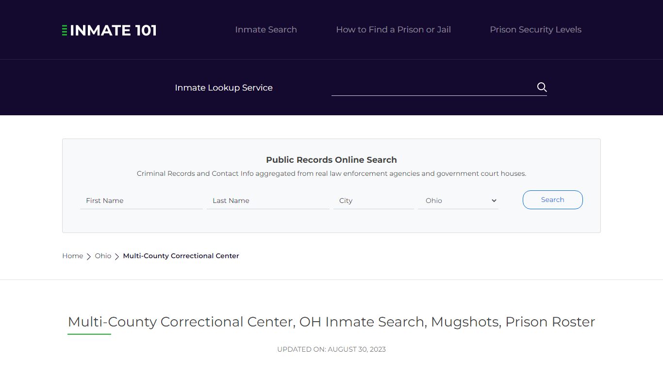 Multi-County Correctional Center, OH Inmate Search, Mugshots, Prison ...